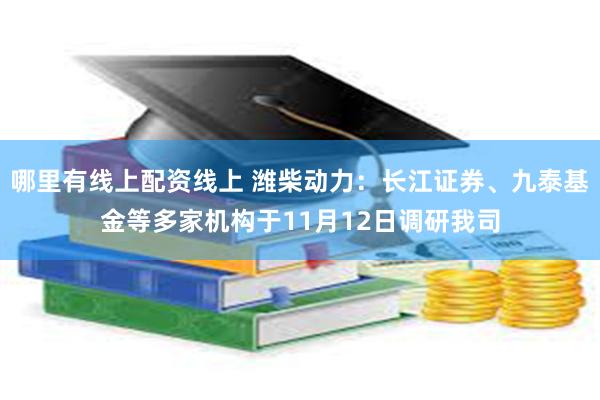 哪里有线上配资线上 潍柴动力：长江证券、九泰基金等多家机构于11月12日调研我司