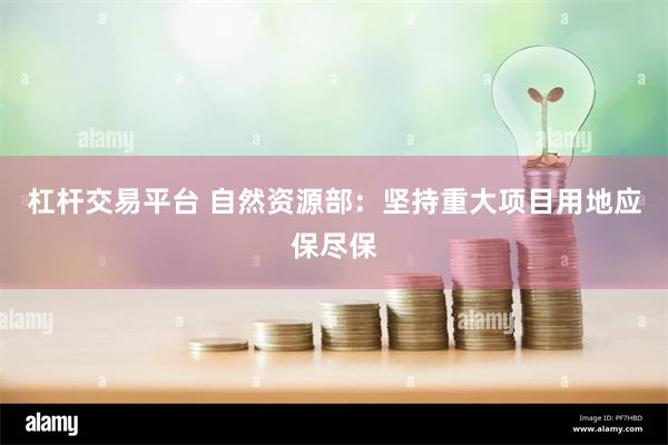 杠杆交易平台 自然资源部：坚持重大项目用地应保尽保
